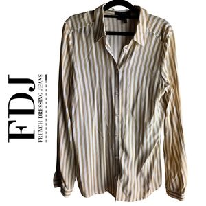 FDJ Striped White And Tan Button Up